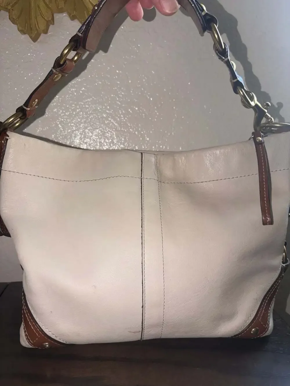Coach Carly Cream Leather Shoulder Bag
